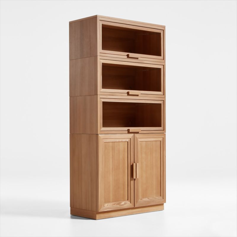 Calypso Natural Elm Modular Storage Cabinet with Wood-Door Base and Glass Doors - image 4 of 9