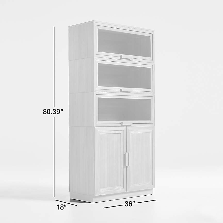 Calypso Natural Elm Modular Storage Cabinet with Wood-Door Base and Glass Doors