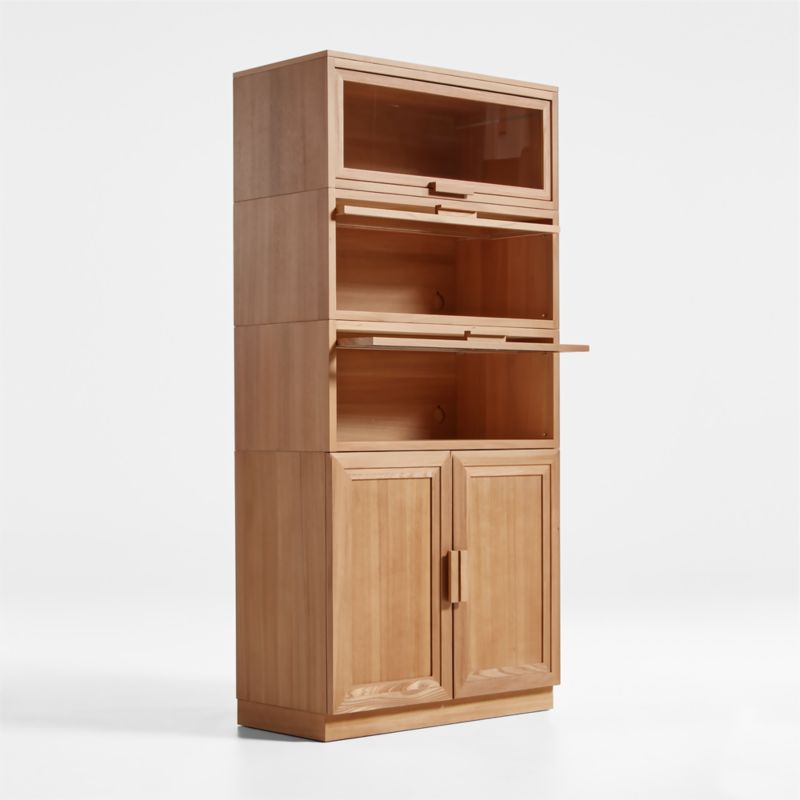 Calypso Natural Elm Modular Storage Cabinet with Wood-Door Base and Glass Doors - image 5 of 9