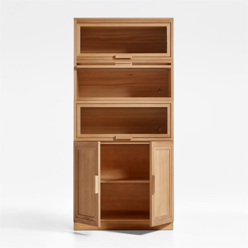 Calypso Natural Elm Modular Storage Cabinet with Wood-Door Base and Glass Doors - image 3 of 9