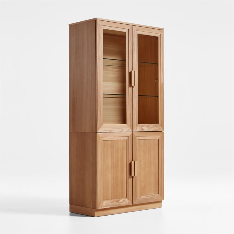 Calypso Natural Elm Modular Wood-Door Base and Glass-Door Bookshelf Hutch - image 4 of 10