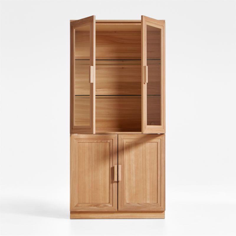 Calypso Natural Elm Modular Wood-Door Base and Glass-Door Bookshelf Hutch - image 3 of 10