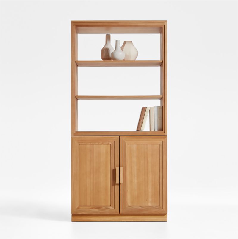 Calypso Natural Elm Modular Wood-Door Base and Bookshelf Hutch