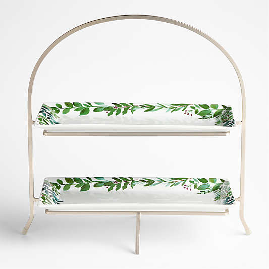 Cambridge Holiday Winter Botanical Stoneware Platters, Set of 2