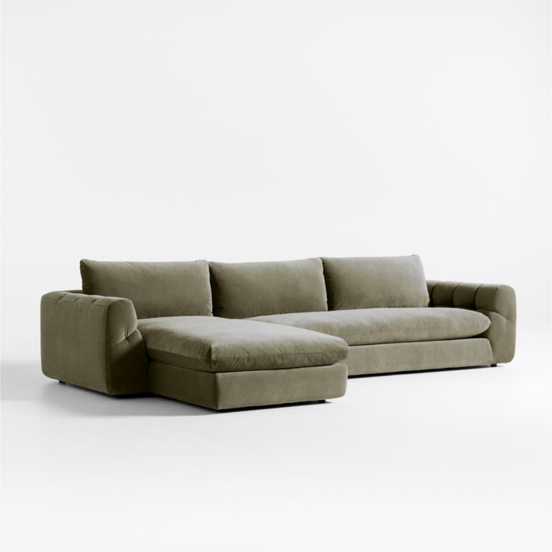 Cambria Green Velvet 2-Piece Left-Arm Chaise Sectional Sofa
