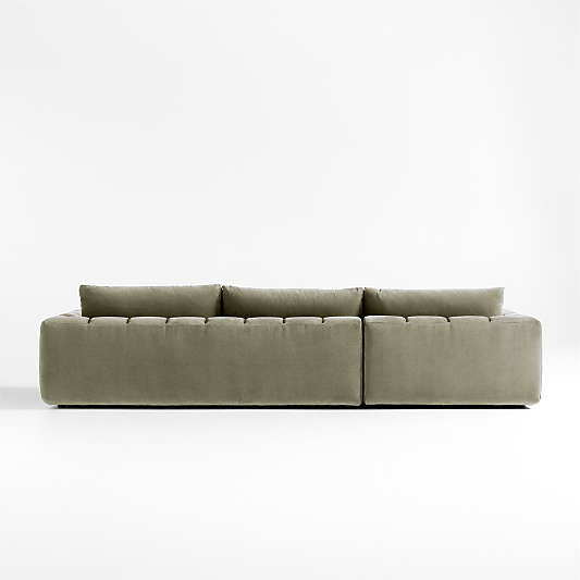 Cambria Green Velvet 2-Piece Left-Arm Chaise Sectional Sofa