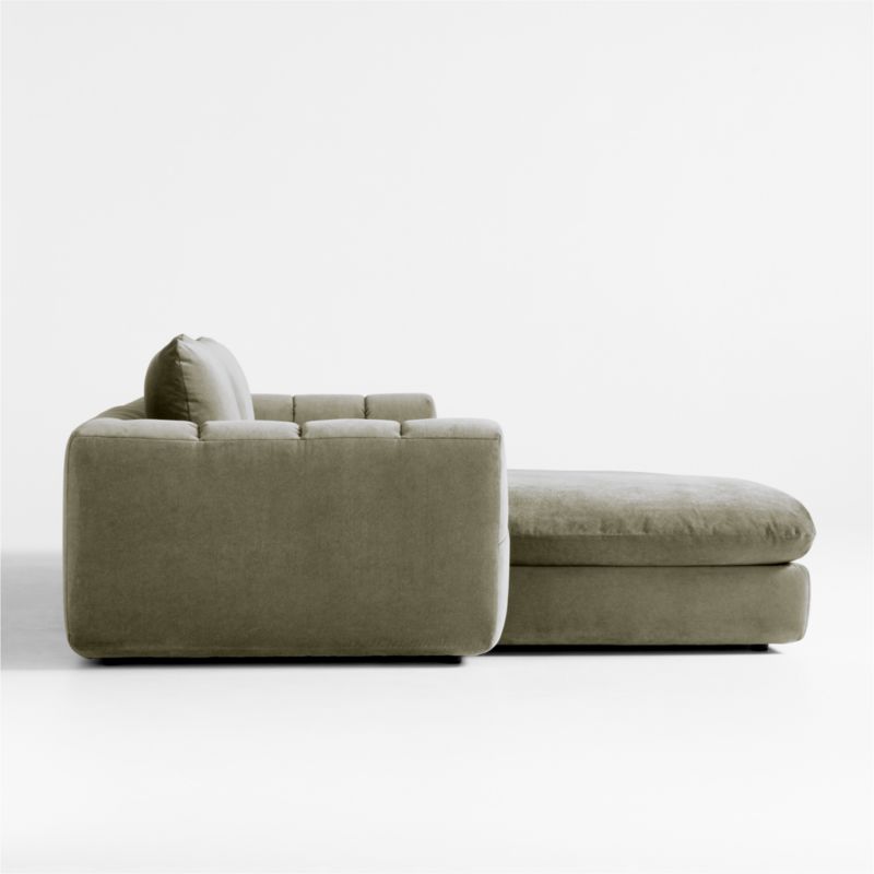 Cambria Green Velvet 2-Piece Left-Arm Chaise Sectional Sofa