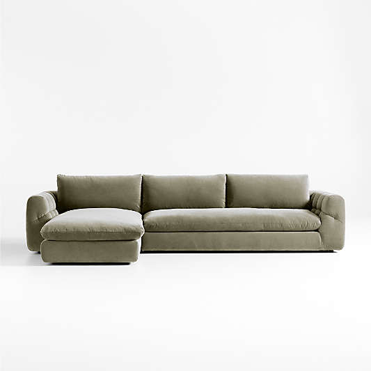 Cambria Green Velvet 2-Piece Left-Arm Chaise Sectional Sofa