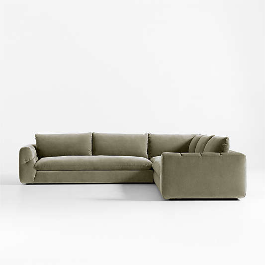 Cambria Green Velvet 3-Piece Corner Sectional Sofa