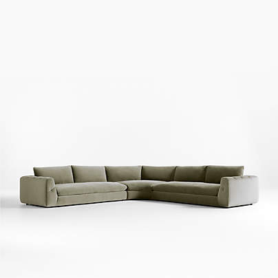 Cambria Green Velvet 3-Piece Wedge Sectional Sofa