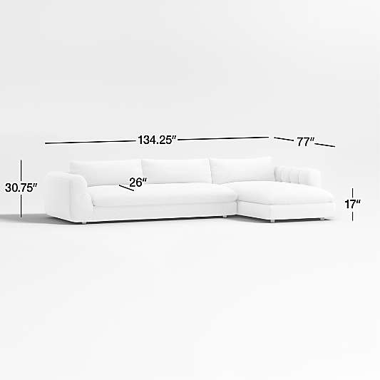 Cambria Bouclé 2-Piece Right-Arm Chaise Sectional Sofa