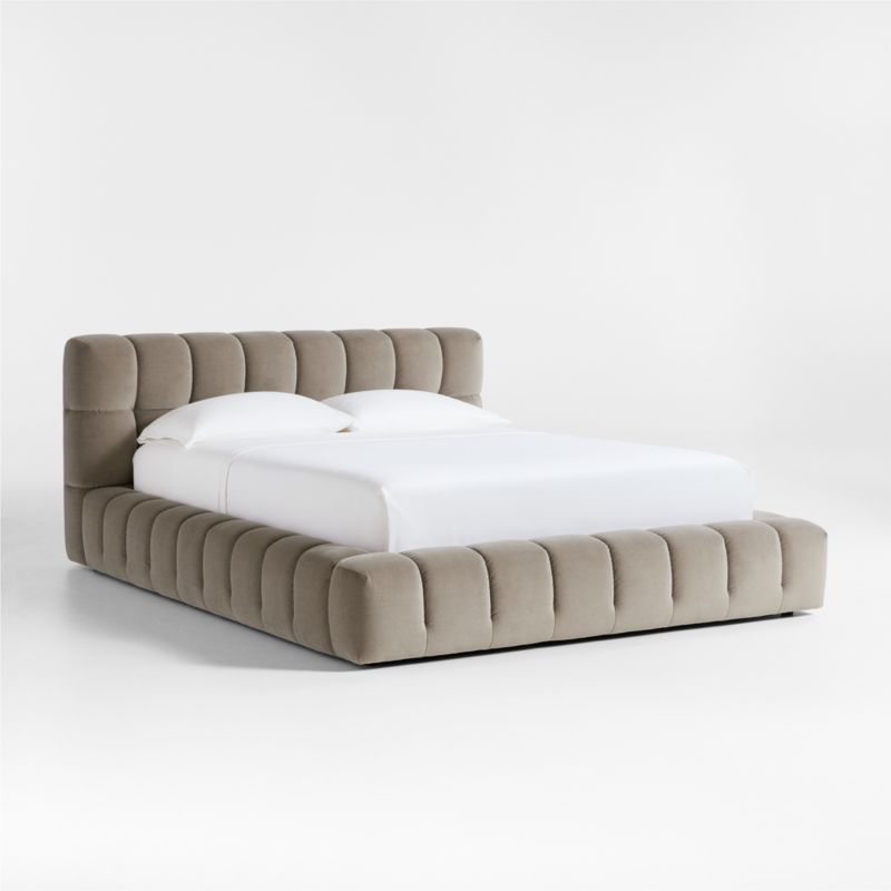 Cambria Warm Grey Velvet Tufted Upholstered Queen Bed - image 4 of 8