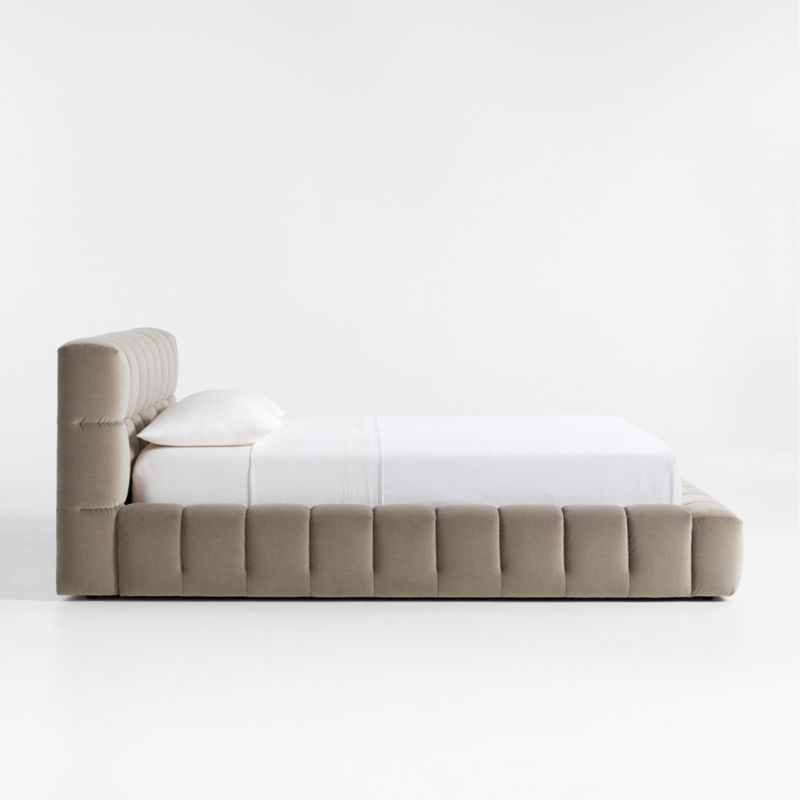 Cambria Warm Grey Velvet Tufted Upholstered Queen Bed - image 5 of 8