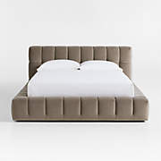 Salone Curved Light Grey Upholstered Queen Bed