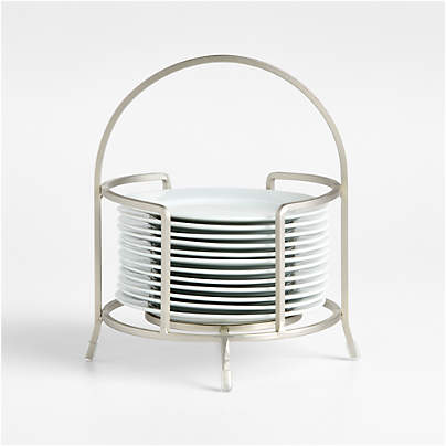 Green Trees Appetizer Plates with Stand, Set of 10