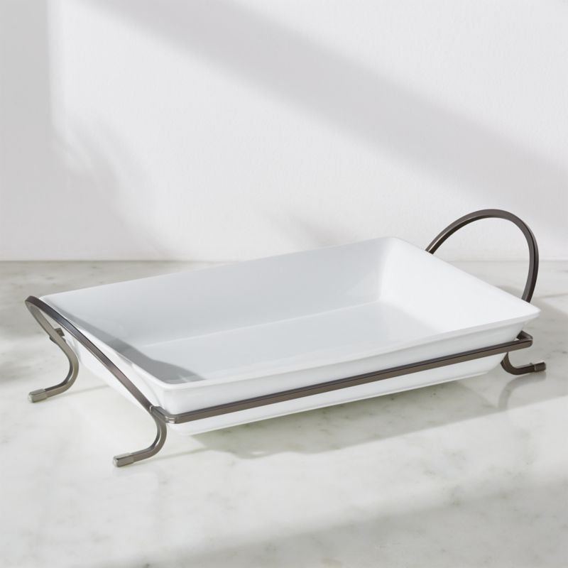 Cambridge 13.75" Graphite Baking Dish with Rack + Reviews Crate & Barrel