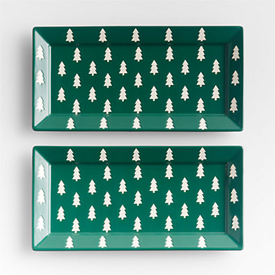 View Cambridge Green Holiday Tree Serving Platters, Set of 2 details