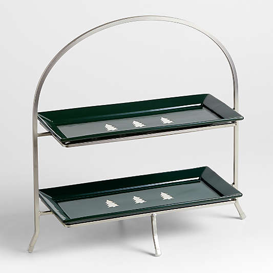 Cambridge Holiday Green Trees Stoneware Platters, Set of 2