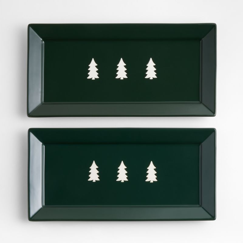 Cambridge Holiday Trees Green Platters, Set of 2 - image 0 of 3