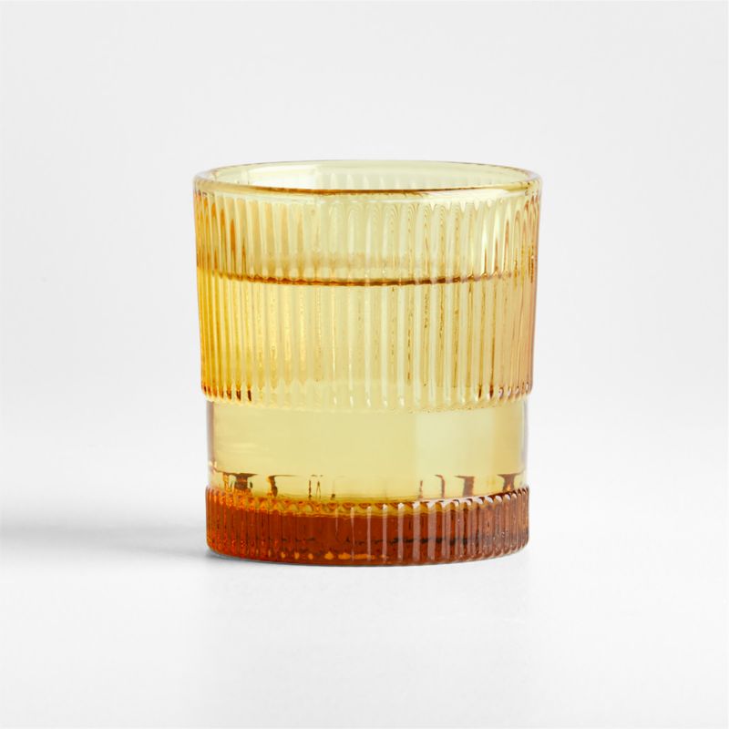 Camden Amber Fluted Double Old-Fashioned Glass