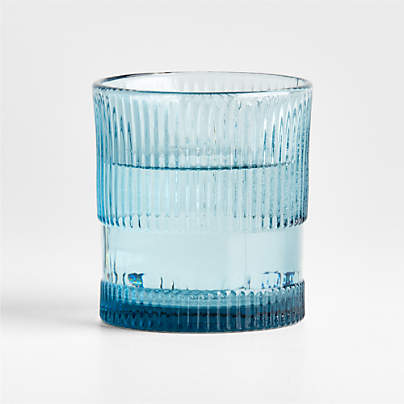 Camden 9.8-Oz. Blue Fluted Double Old-Fashioned Glass