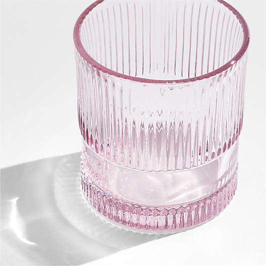 Camden 9.8-Oz. Pink Fluted Double Old-Fashioned Glass