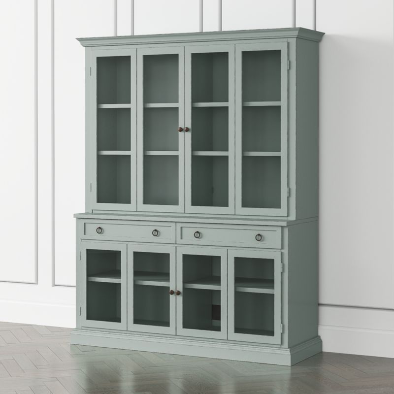 Cameo Blue Grey 2-Piece Entertainment Center with Glass Door