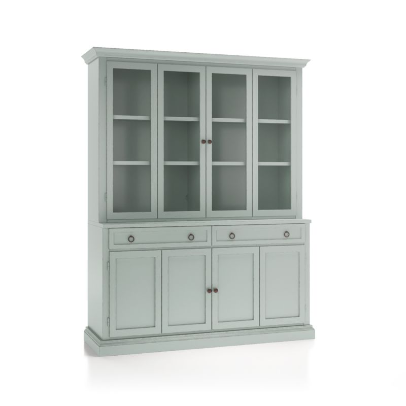 Cameo Blue Grey 2-Piece Entertainment Center with Wood and Glass Doors