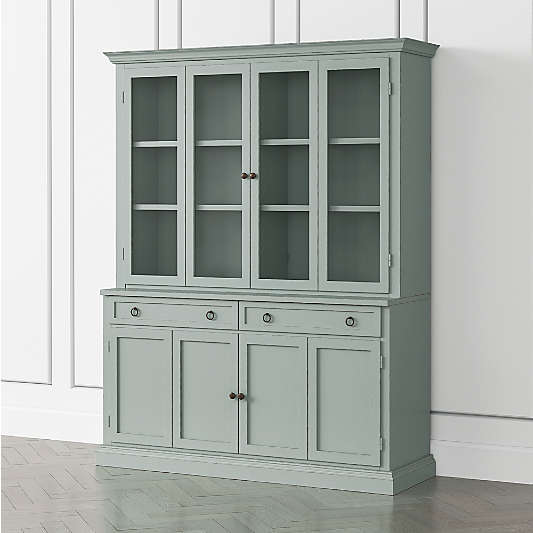 Cameo Blue Grey 2-Piece Entertainment Center with Wood and Glass Doors