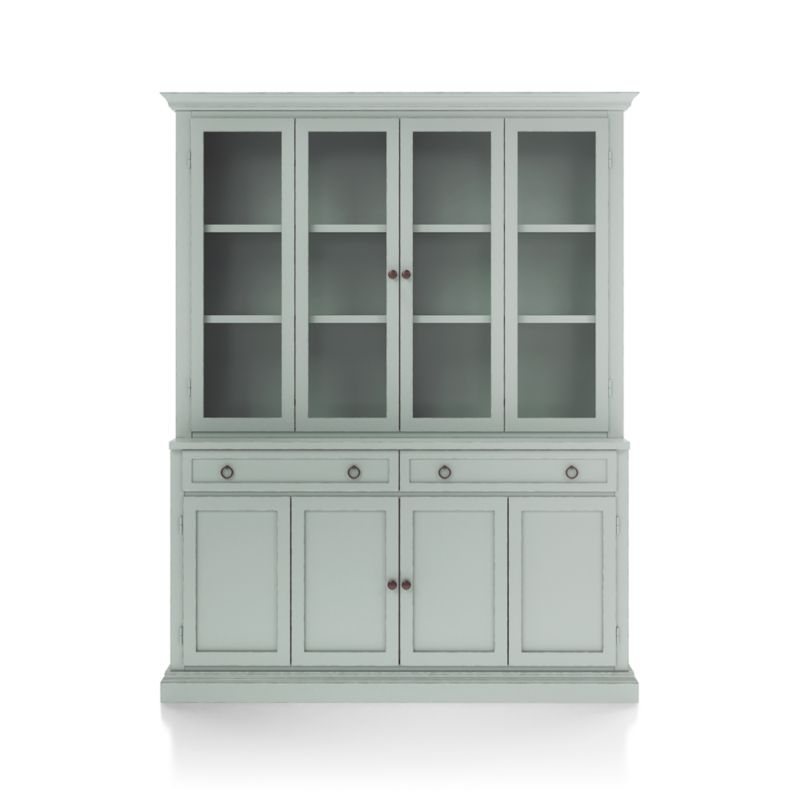 Cameo Blue Grey 2-Piece Entertainment Center with Wood and Glass Doors