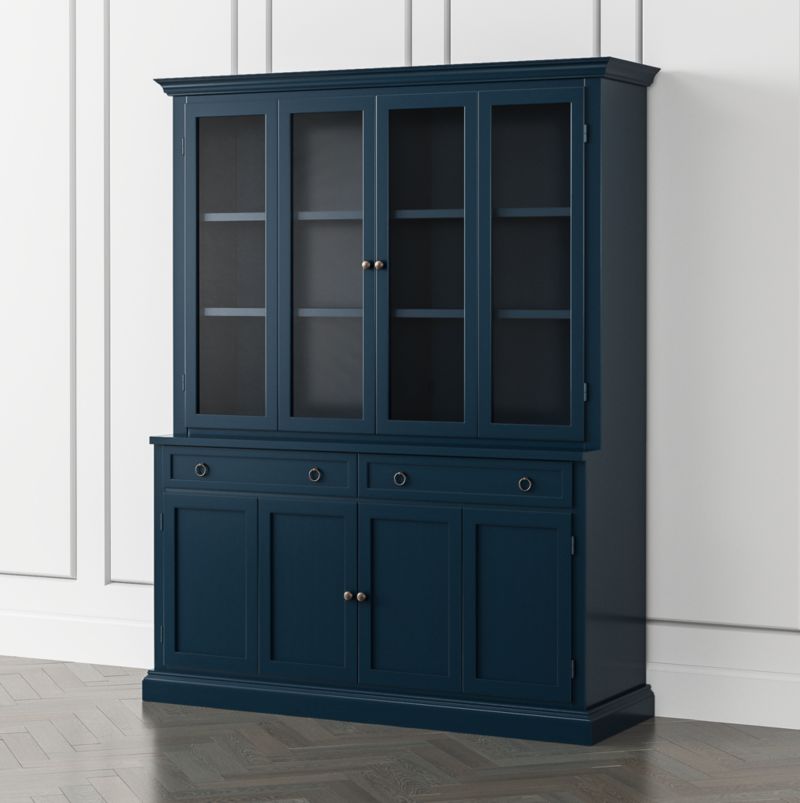 Cameo Indigo 2-Piece Entertainment Center with Wood and Glass Doors