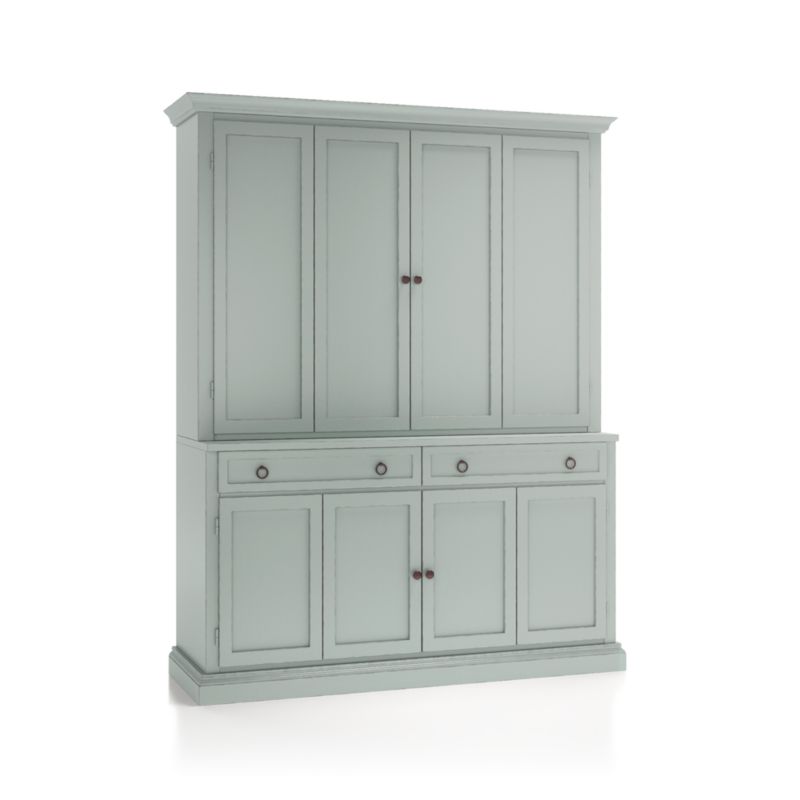 Cameo Blue Grey 2-Piece Entertainment Center with Wood Doors