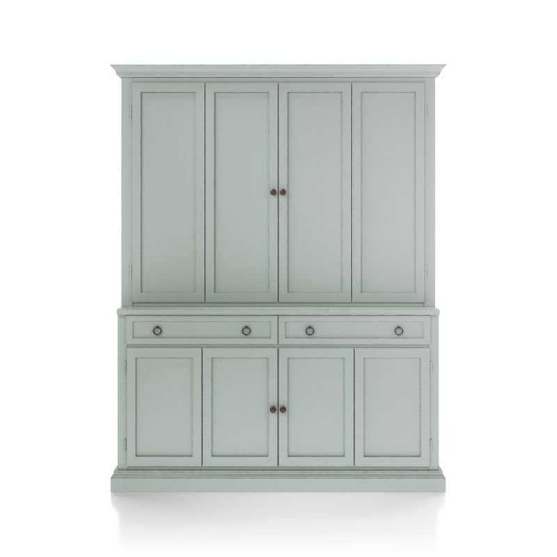 Cameo Blue Grey 2-Piece Entertainment Center with Wood Doors