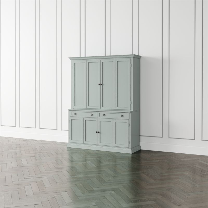 Cameo Blue Grey 2-Piece Entertainment Center with Wood Doors