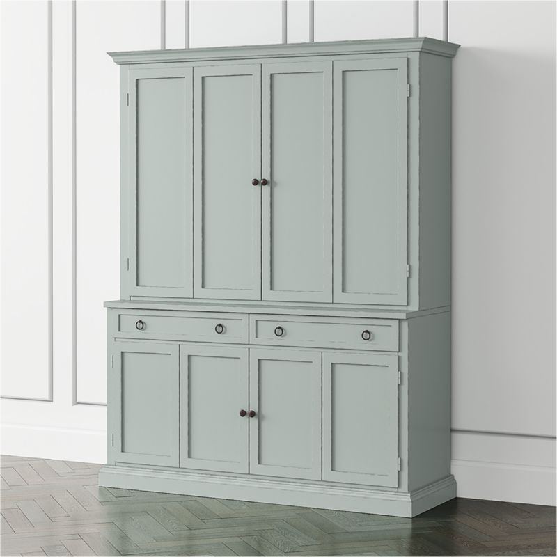 Cameo Blue Grey 2-Piece Entertainment Center with Wood Doors