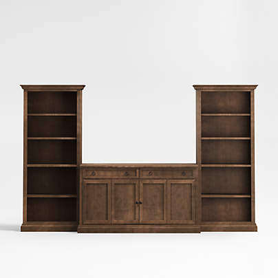 Cameo Nero Noce 3-Piece Entertainment Center with Open Bookcases