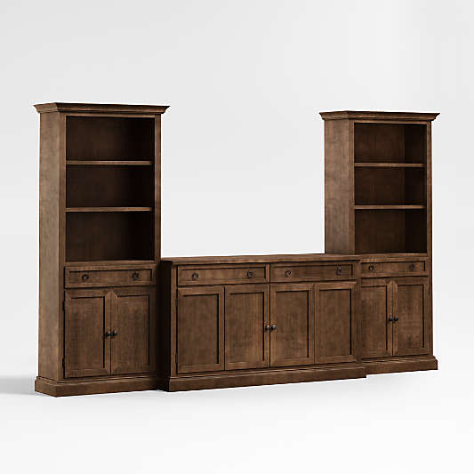 Cameo Nero Noce 3-Piece Entertainment Center with Storage Bookcases