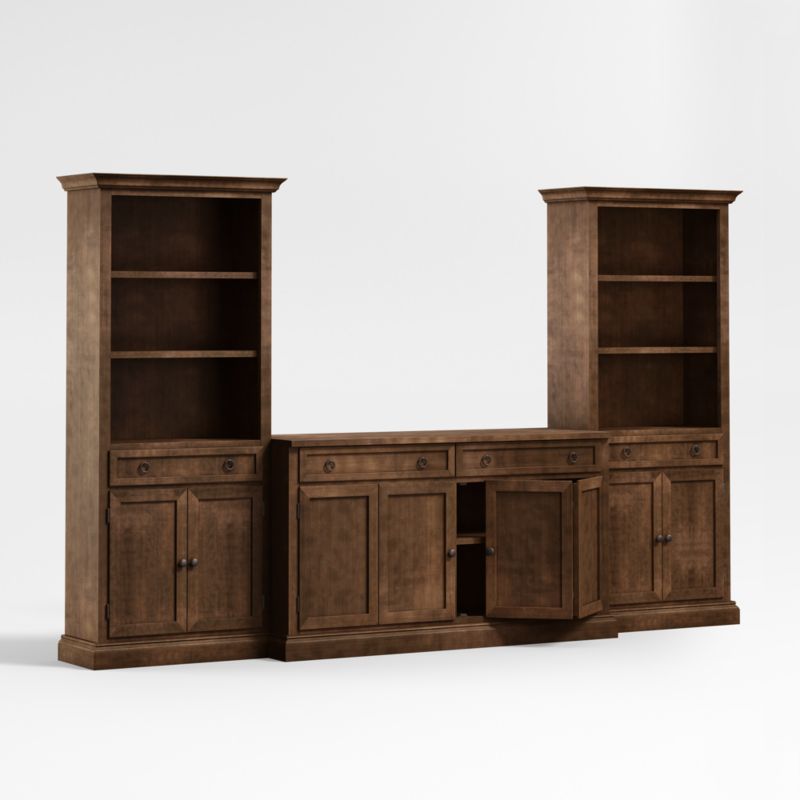 Cameo Nero Noce 3-Piece Entertainment Center with Storage Bookcases