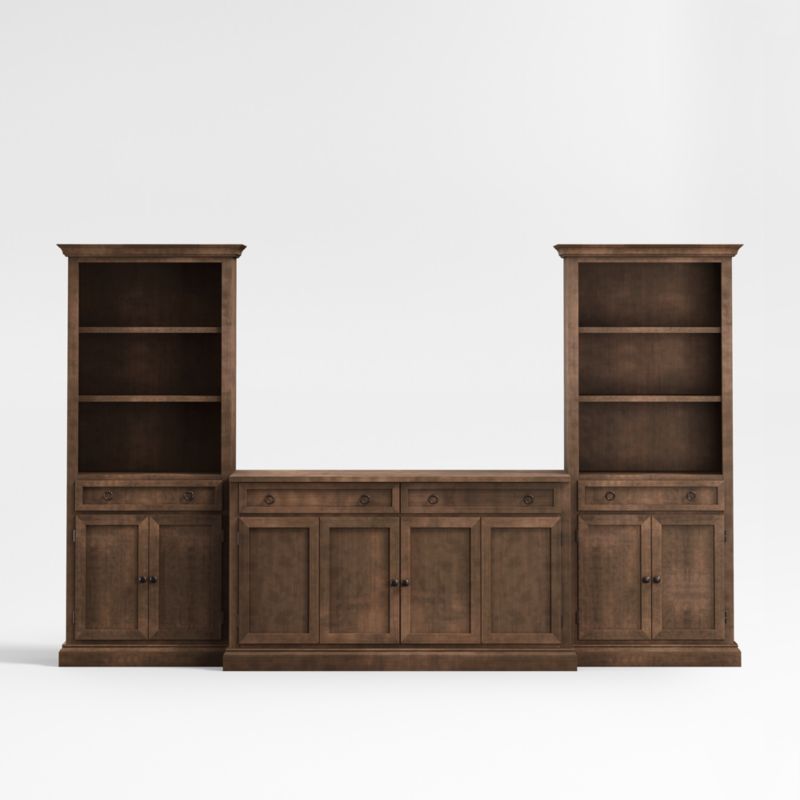 Cameo Nero Noce 3-Piece Entertainment Center with Storage Bookcases