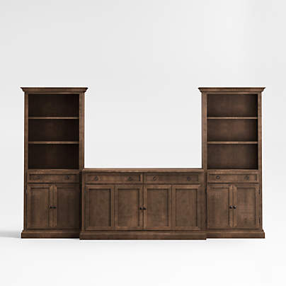 Cameo Nero Noce 3-Piece Entertainment Center with Storage Bookcases