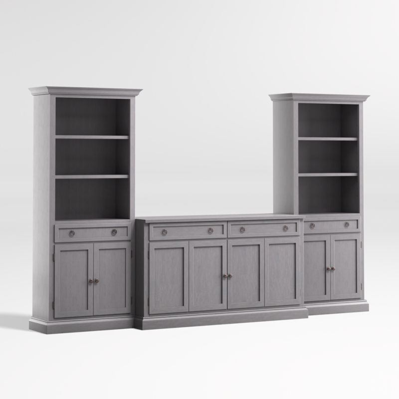 Cameo Dove Grey 3-Piece Entertainment Center with Storage Bookcases