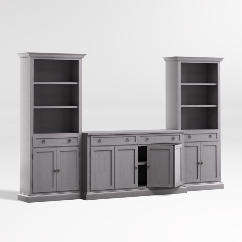 Cameo Dove Grey 3-Piece Entertainment Center with Storage Bookcases