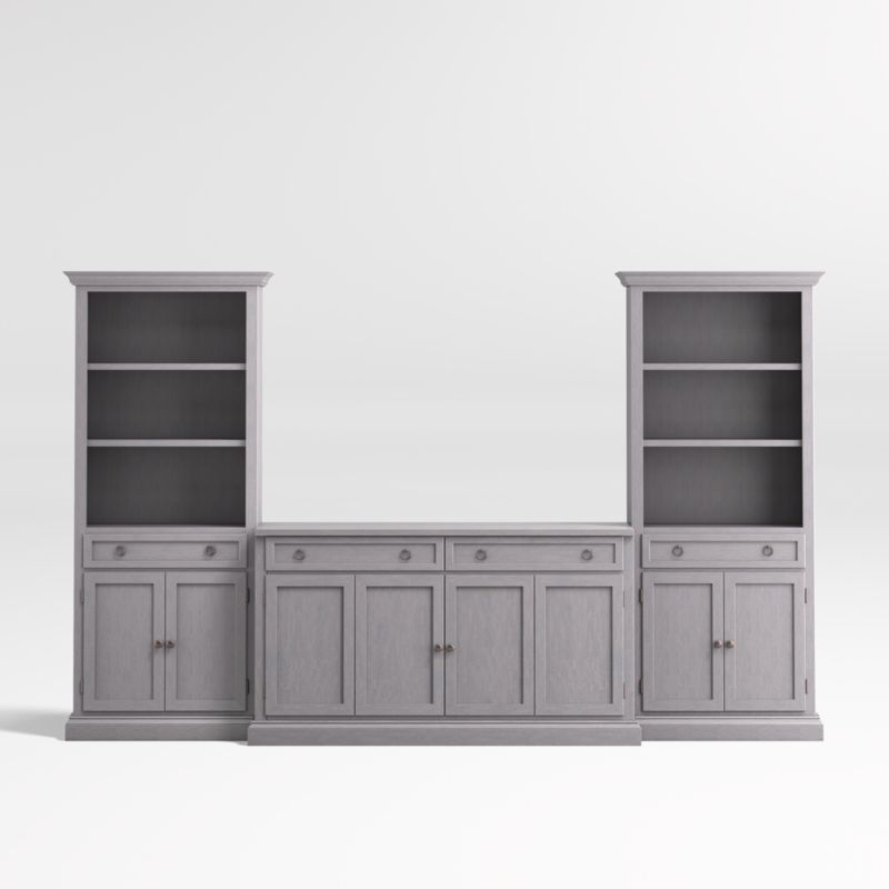 Cameo Dove Grey 3-Piece Entertainment Center with Storage Bookcases