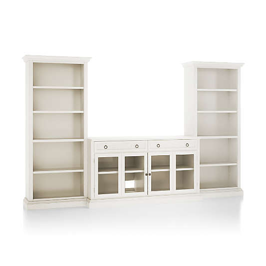 Cameo Dama 3-Piece Glass Door Entertainment Center with Open Bookcases