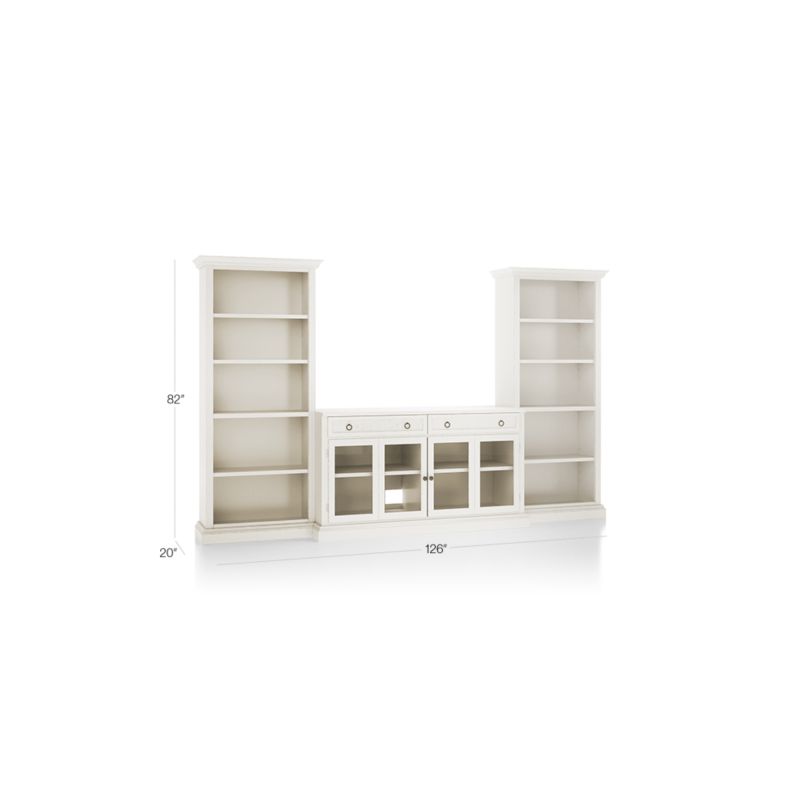 Cameo Dama 3-Piece Glass Door Entertainment Center with Open Bookcases