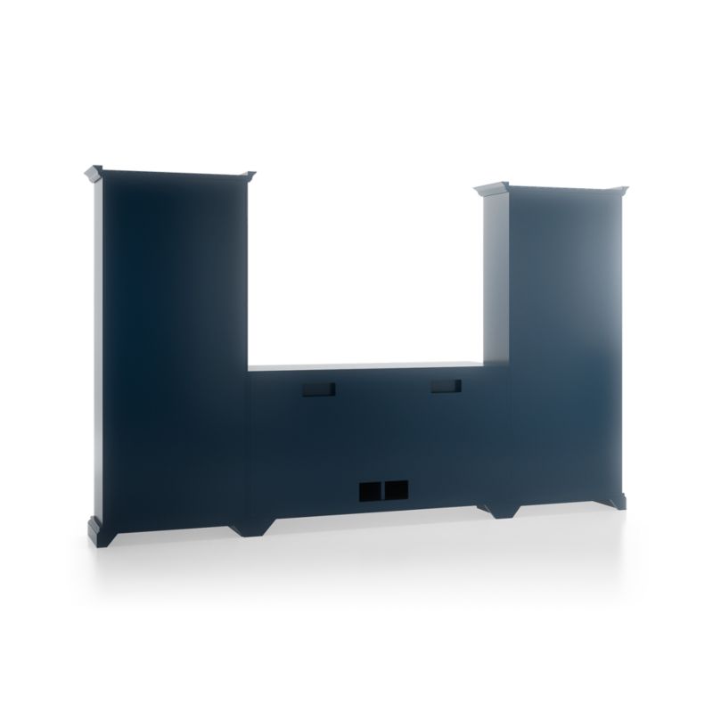 Cameo Indigo 3-Piece Glass Door Entertainment Center with Open Bookcases