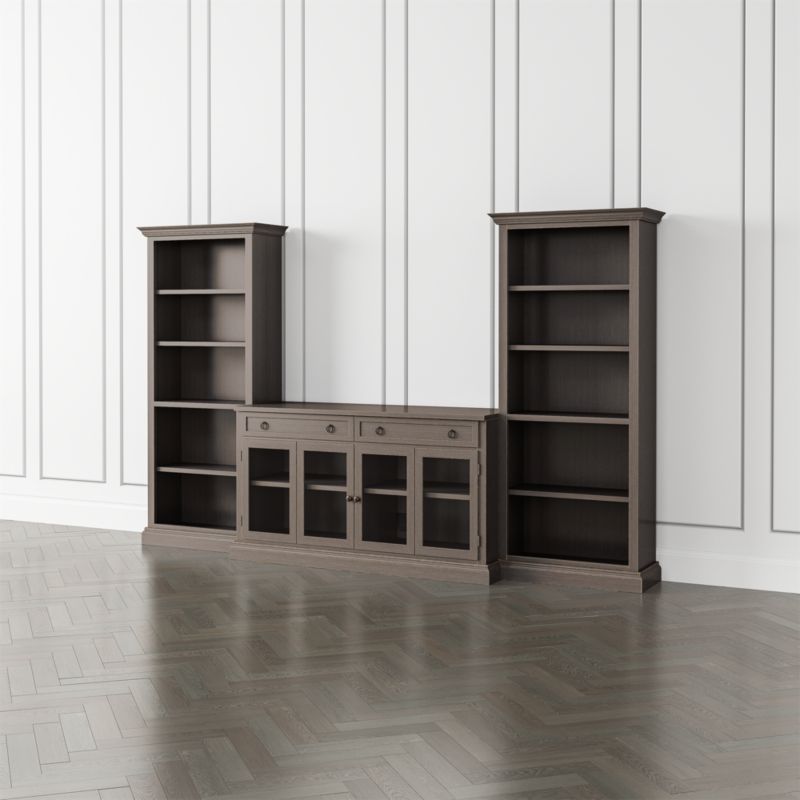 Cameo Grigio 3-Piece Glass Door Entertainment Center with Open Bookcases