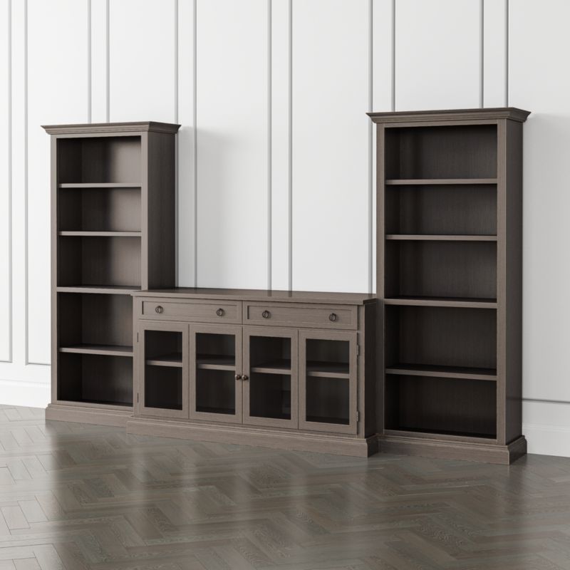 Cameo Grigio 3-Piece Glass Door Entertainment Center with Open Bookcases