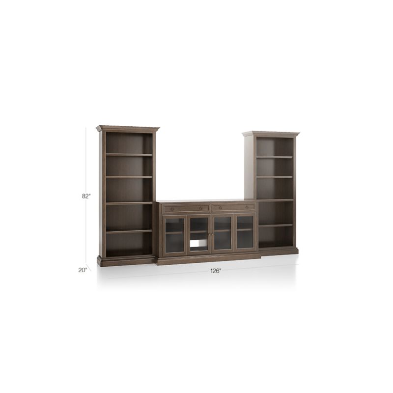 Cameo Pinot Lancaster 3-Piece Glass Door Entertainment Center with Open Bookcases