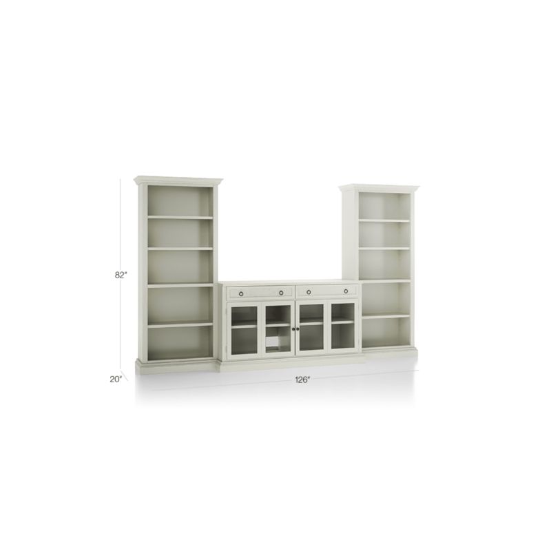 Cameo Vamelie 3-Piece Glass Door Entertainment Center with Open Bookcases